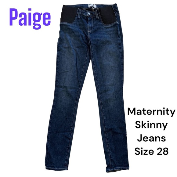 NWOT PAIGE Size 28 Maternity Verdugo Ultra Skinny Jeans Stretch Pregnancy Blue - Picture 3 of 9